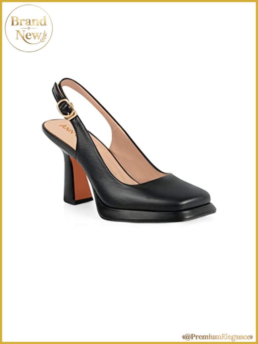 Women's Platform Slingback High Heels Square Toe Chunky Pump Shoes